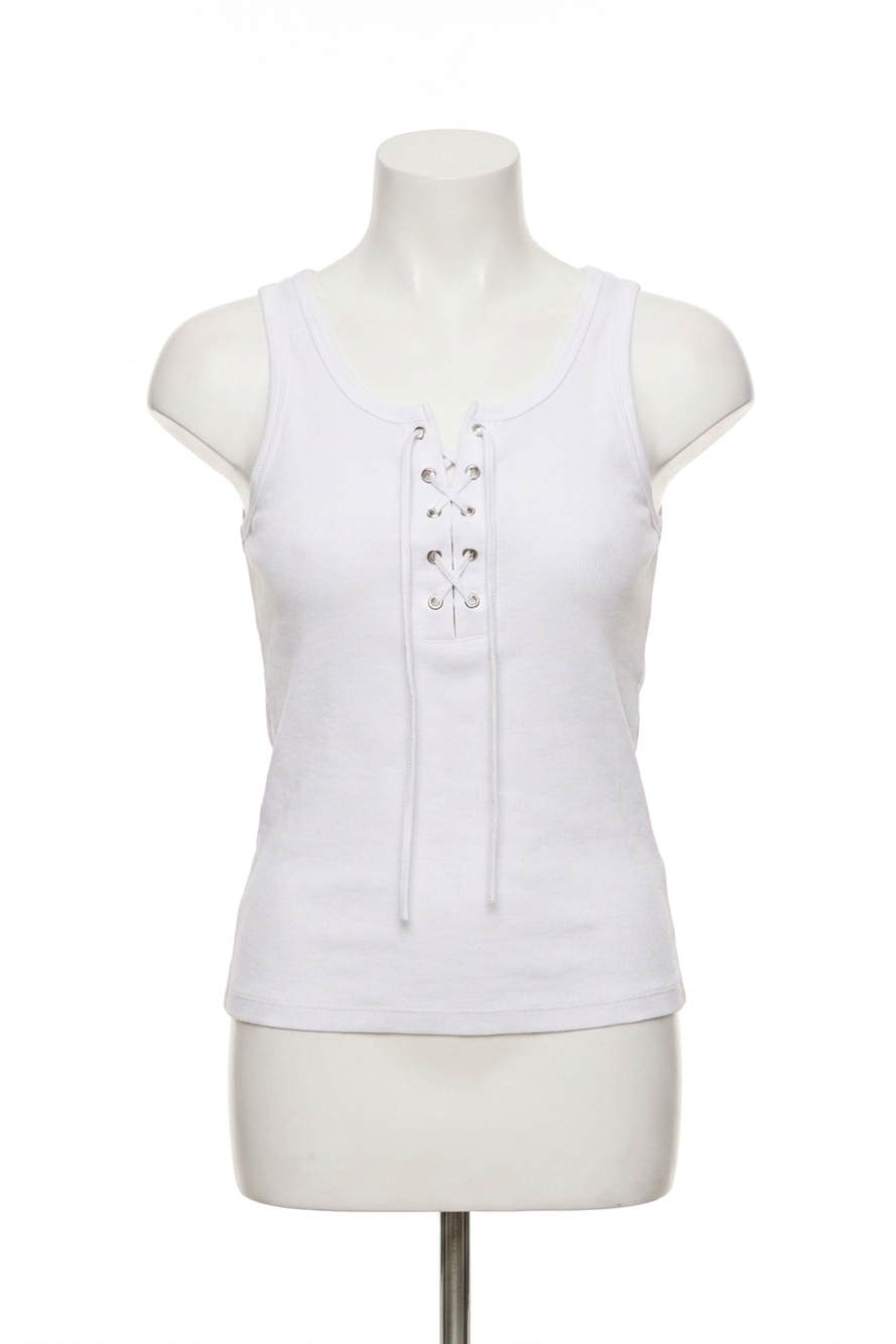 NEW SANCTUARY go to lace up tank in white
